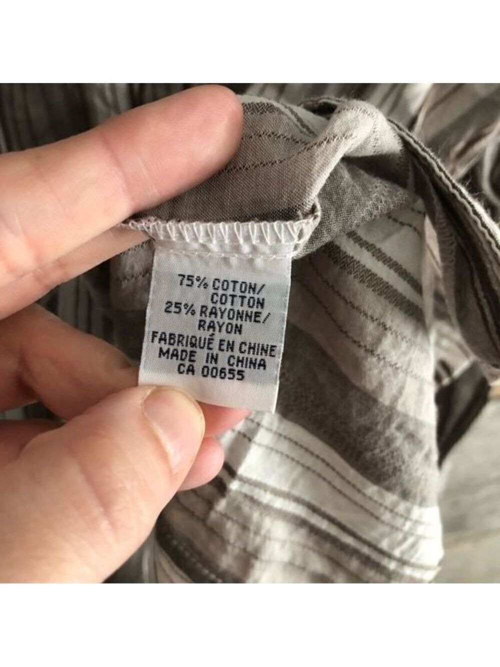 REITMANS size Med Tan striped button down blouse - Picture 5 of 5
